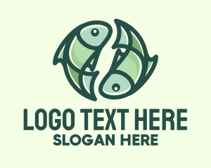 Zodiac Sign - Green Pisces Fish Symbol logo design