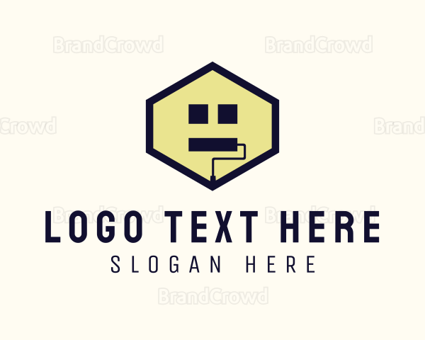Hexagon Home Paint Roller Logo