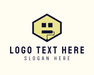 Home Improvement - Hexagon Home Paint Roller logo design
