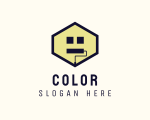 Apartment - Hexagon Home Paint Roller logo design