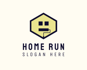 Hexagon Home Paint Roller logo design