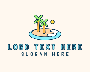 Coconut Tree - Tropical Island Resort logo design