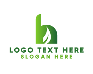 Green - Gradient Leaf H logo design