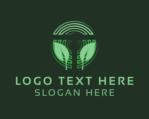 Letter T - Leaf Circle Nature logo design