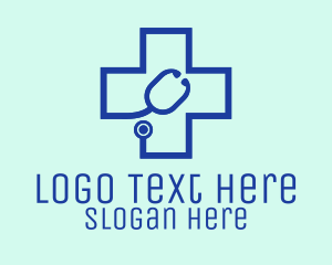 Pharmacy - Blue Cross Stethoscope logo design