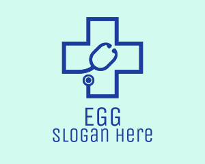 Healthcare - Blue Cross Stethoscope logo design