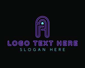 Letter A - Arcade Game Neon logo design