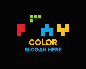 Colorful Tetris Play logo design