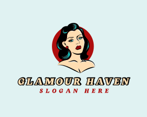 Pinup Woman Beauty logo design