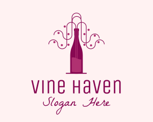 Wine Bottle Vines logo design