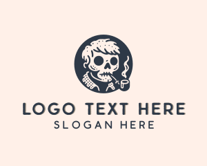Cigar - Skull Smoking Pipe Punk logo design