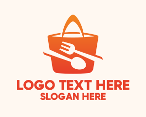 Utensils - Orange Bag Food logo design