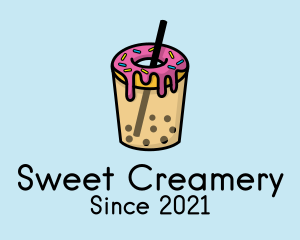 Dessert Donut Boba  logo design