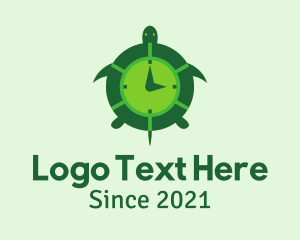 Time - Green Turtle Clock logo design