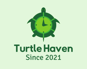 Green Turtle Clock logo design