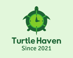 Turtle - Green Turtle Clock logo design