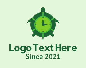 Tortoise - Green Turtle Clock logo design