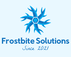 Freeze - Blue Snowflake Shuriken logo design