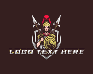 Mythology - Goddess Spear Shield logo design