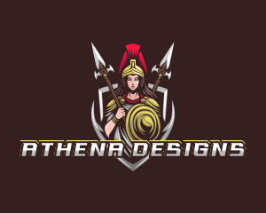 Athena - Goddess Spear Shield logo design