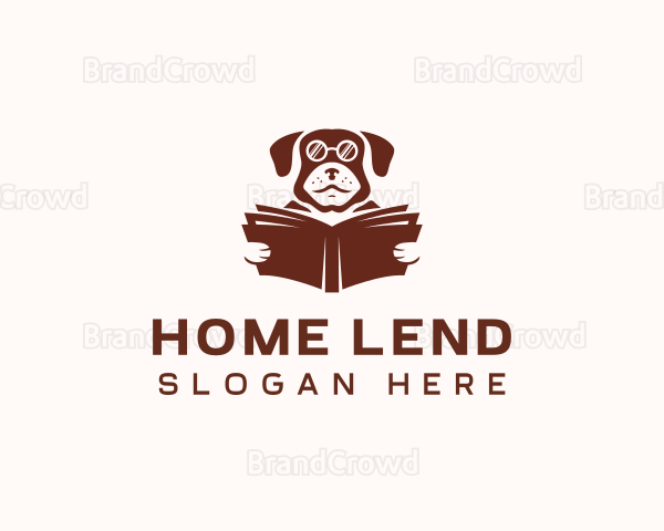 Dog Reading Book Logo