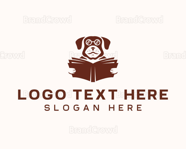 Dog Reading Book Logo