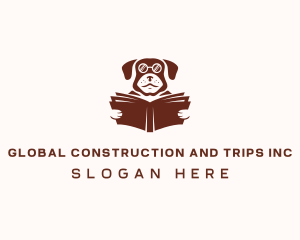 Canine - Dog Reading Book logo design