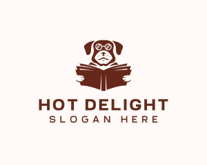 Dog Reading Book logo design