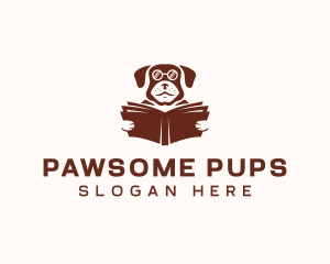 Dog Reading Book logo design