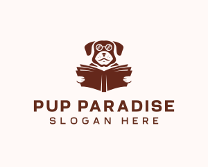 Dog Reading Book logo design