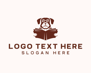 Pup - Dog Reading Book logo design