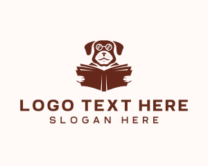 Dog Reading Book Logo