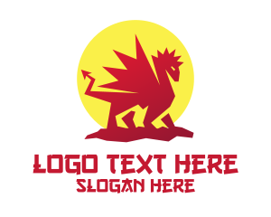 Fictional - Red Oriental Dragon logo design