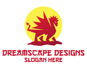 Fictional - Red Oriental Dragon logo design