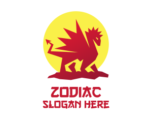 Red Oriental Dragon logo design