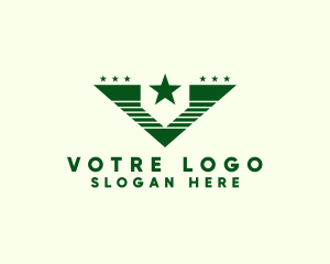 Military Star Army Letter V logo design