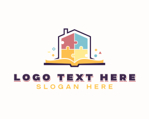 Childcare - Puzzle Book Learning logo design