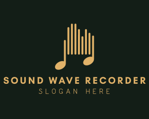 Recorder - Soundwave Musical Notes logo design