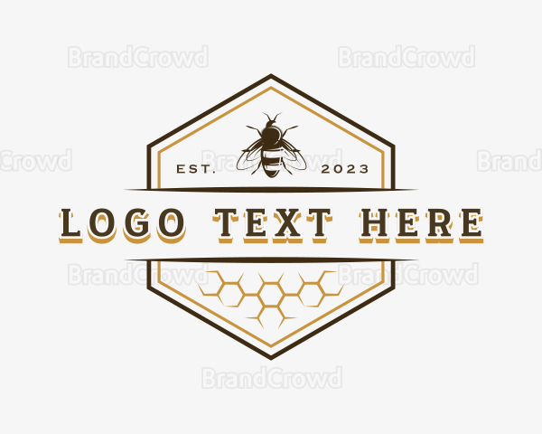 Bee Hexagon Honey Logo