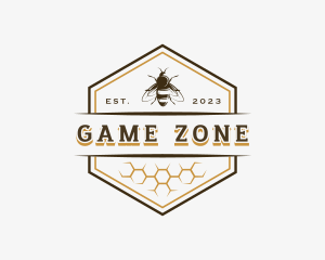 Bee Hexagon Honey Logo