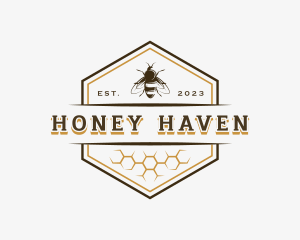 Bee Hexagon Honey logo design