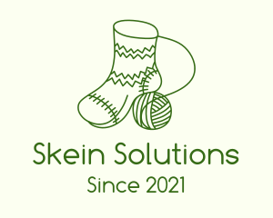 Skein - Green Crochet Sock logo design