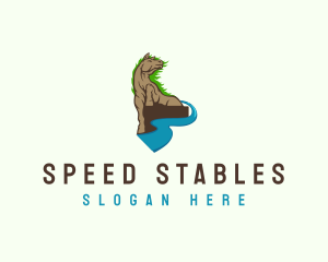 Horse Racing - Pond Horse Animal logo design