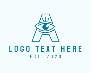 Eye Center - Optometry Eye Letter A logo design