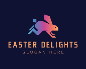 Geometric Gradient Rabbit logo design