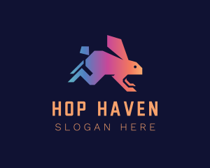 Hop - Geometric Gradient Rabbit logo design
