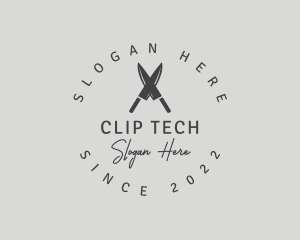 Gray Chef Kitchen Knife logo design