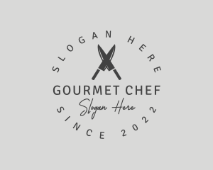 Chef - Gray Chef Kitchen Knife logo design
