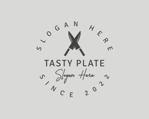 Dish - Gray Chef Kitchen Knife logo design