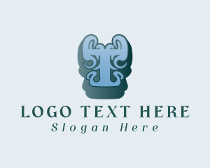 Lettering - Ornate Letter T Typography logo design